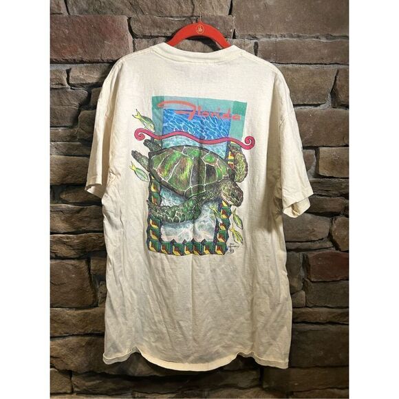 Vintage 1990s Florida reef nature water ocean white tshirt - Picture 1 of 8